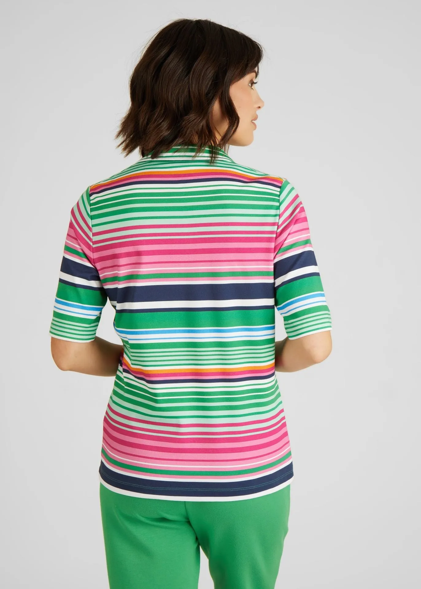 121360- Striped Polo Top with Buttons- Rabe