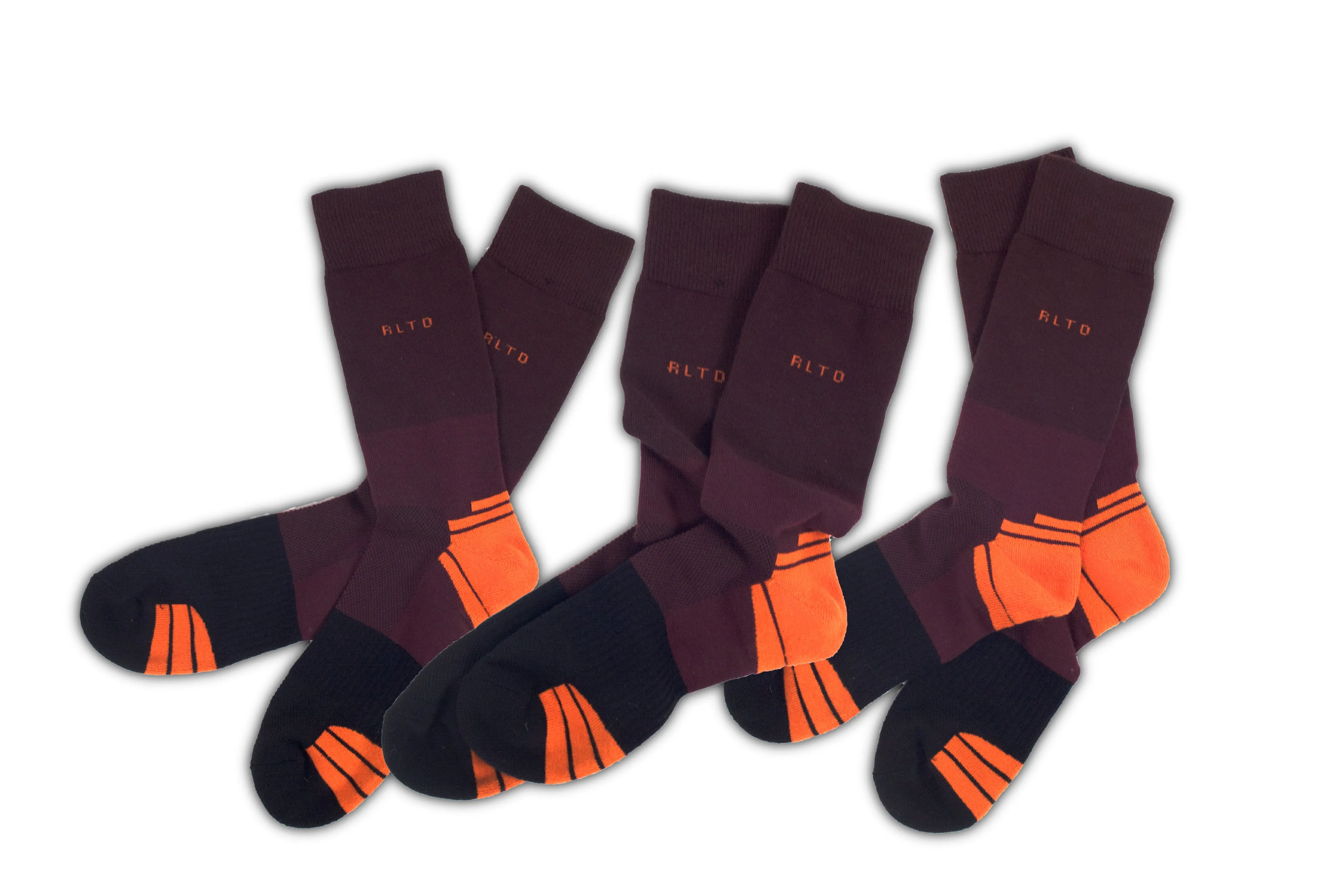 3 Pack of Burgundy Crew Socks