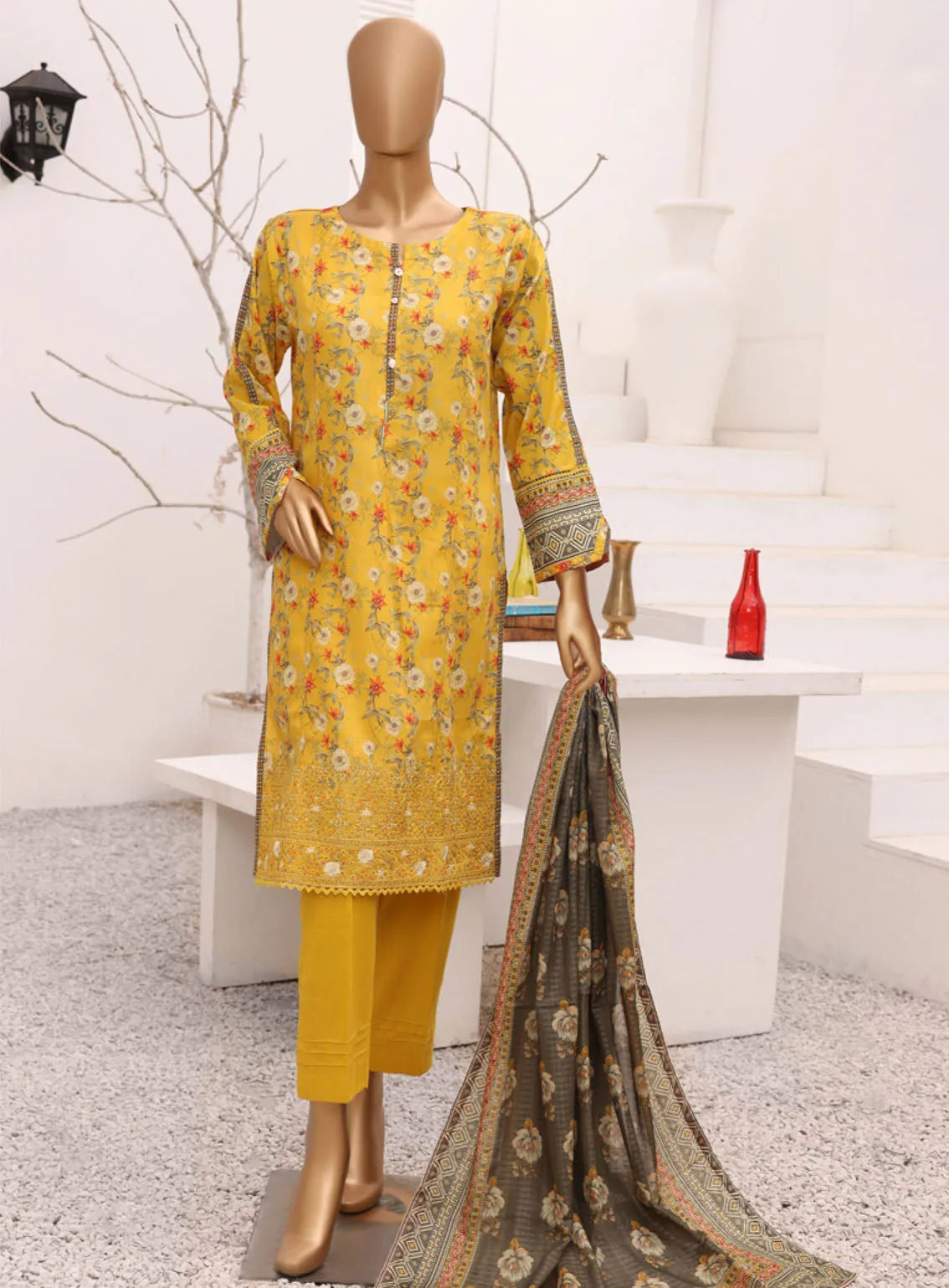 Aashkaar By HZ Textile Embroidered Lawn 3 Piece Stitched Suit HZ24AV5 AEL-401