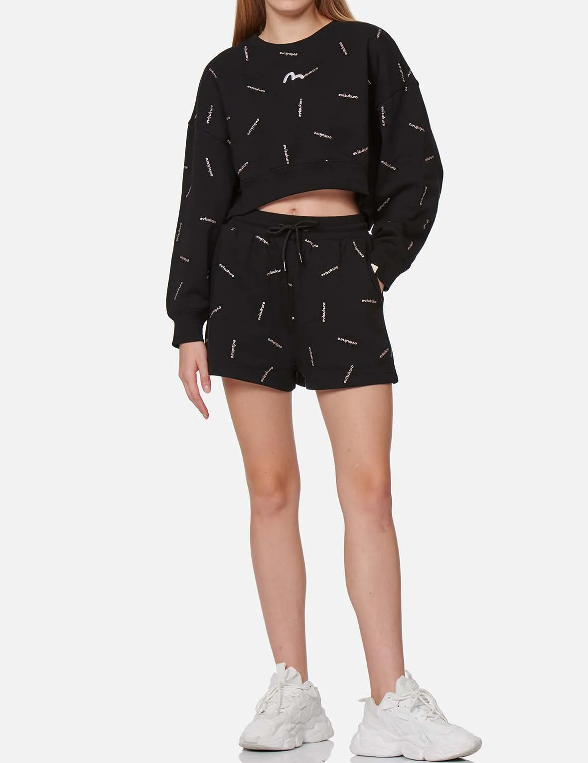 Allover Logo Glitter Print Sweat Shorts