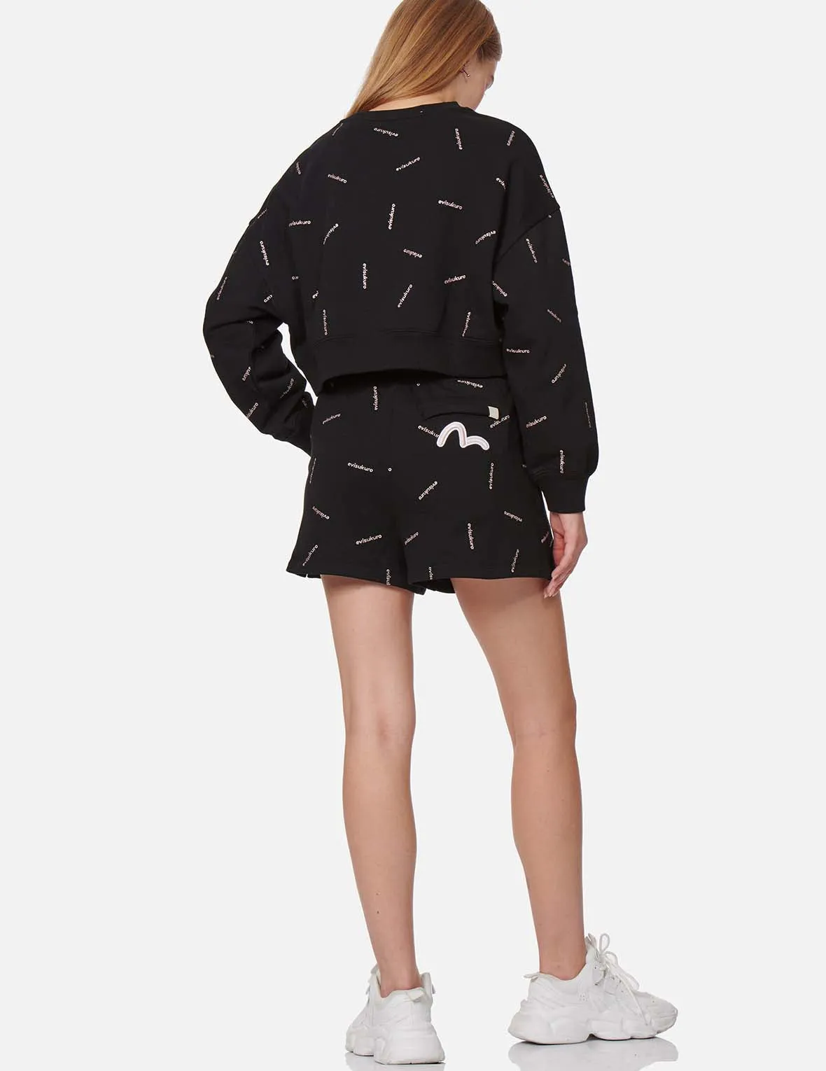 Allover Logo Glitter Print Sweat Shorts