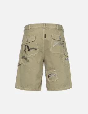 Allover Logo Jacquard Shorts with Multiple Pockets