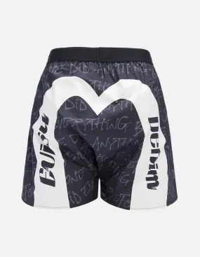 Allover Slogan and Daicock Print Boxer Shorts