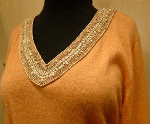 Armand Diradourian Cashmere Sweater with Wooden Bead Embellishment