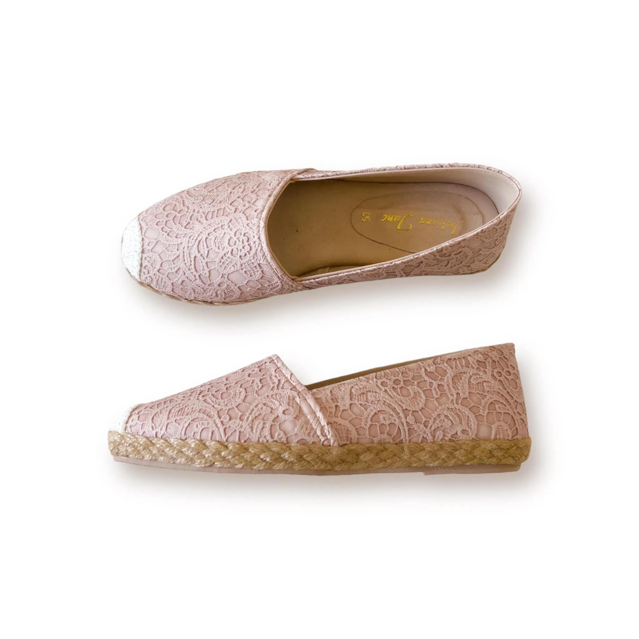 AZELEA Lace Texture Leather Abaca Espadrilles