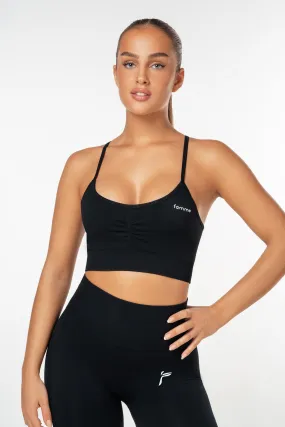 Black Peachy Scrunch Sports Bra