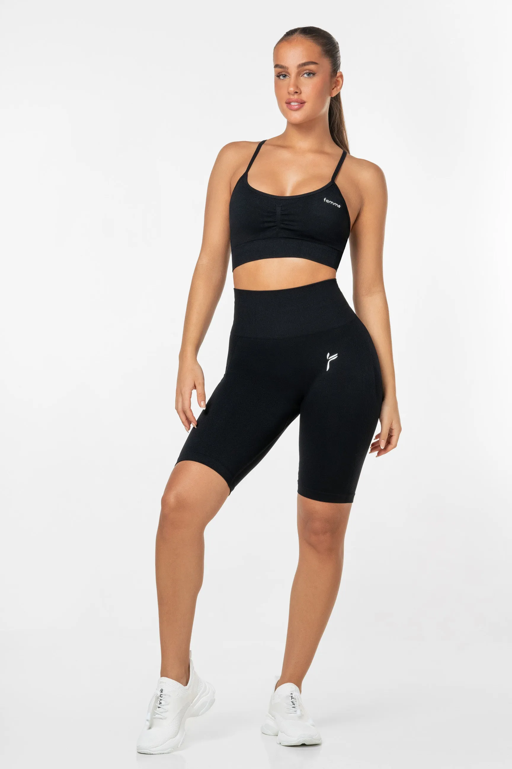 Black Peachy Scrunch Sports Bra