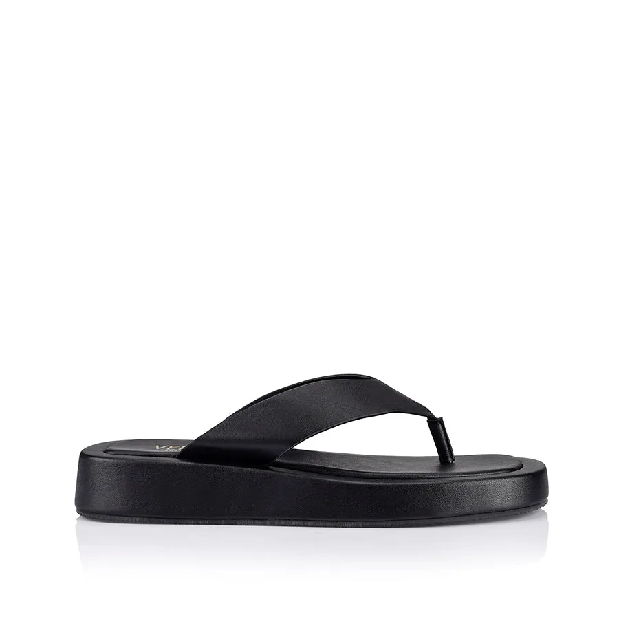 Bouncer II Flatform Thongs - Black Smooth