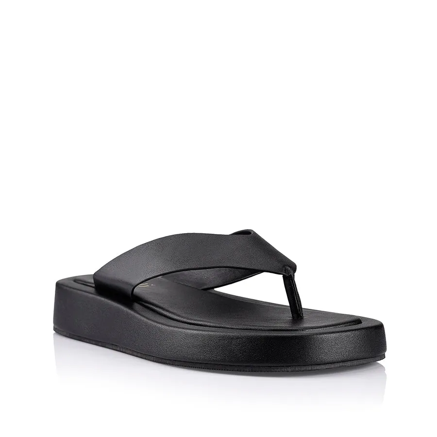 Bouncer II Flatform Thongs - Black Smooth