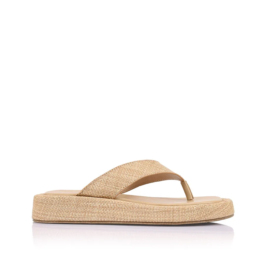 Bouncer II Flatform Thongs - Natural Raffia