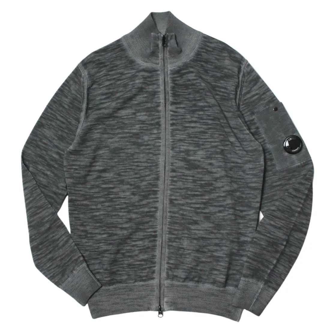 C P Company Lens Badge Grey Zip Up Jumper