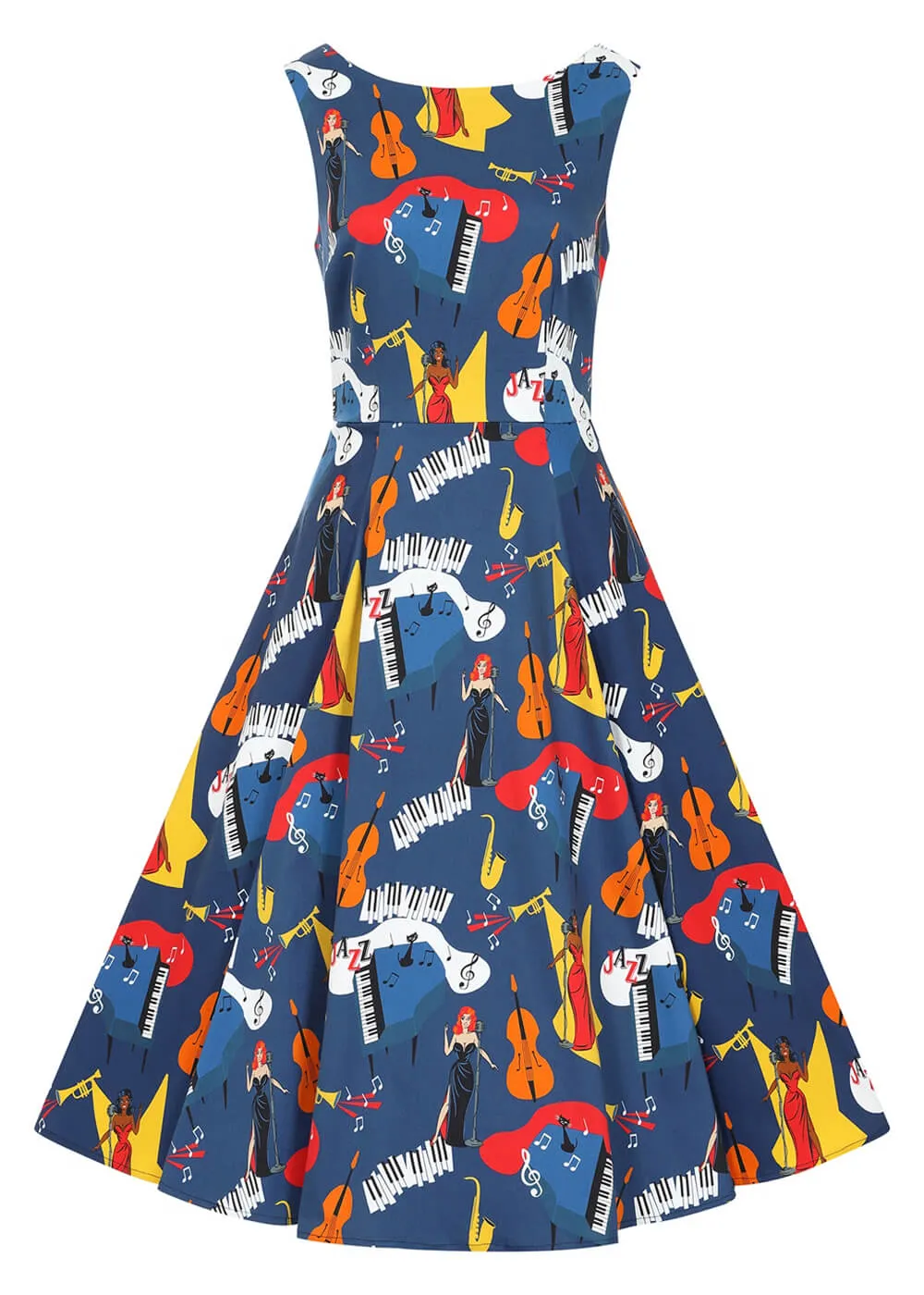 Collectif Frances Jazz 50's Swing Dress Multi