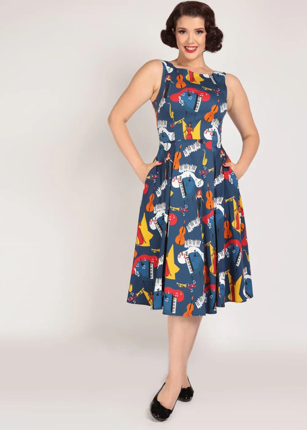 Collectif Frances Jazz 50's Swing Dress Multi