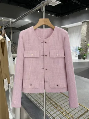 Coral pink small fragrant style suit women's jacket 2024 new light luxury spring and autumn Korean style celebrity trendy top su