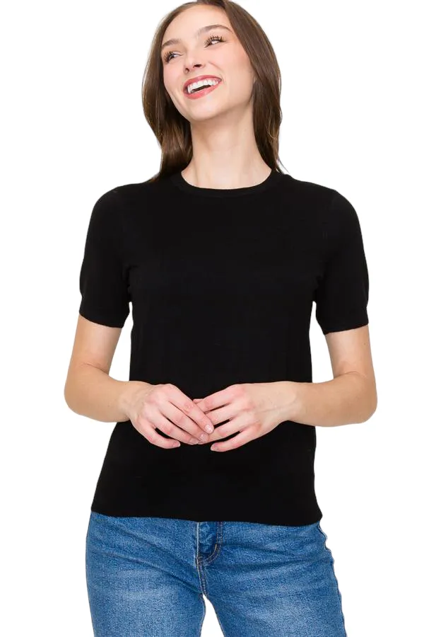 CREW NECK SHORT SLEEVE SWEATER