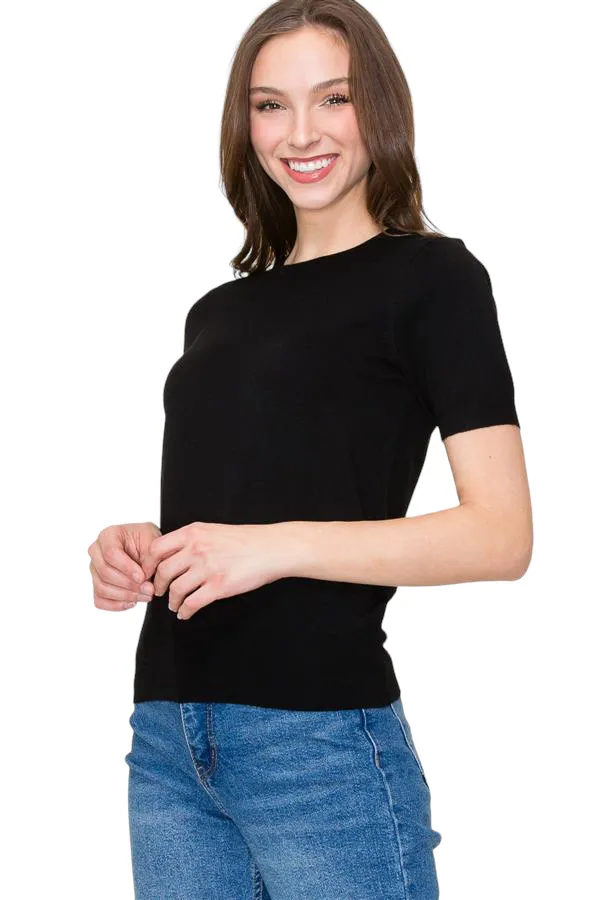 CREW NECK SHORT SLEEVE SWEATER