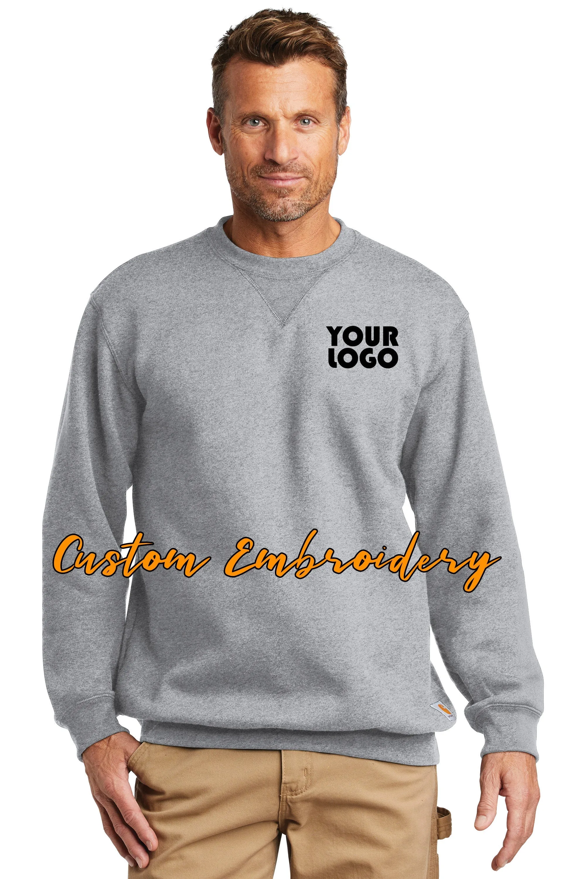 Custom Embroidered Carhartt Midweight Crewneck Sweatshirt - Includes 4in x 4in Embroidery - No Setup Cost - Just send us your lo