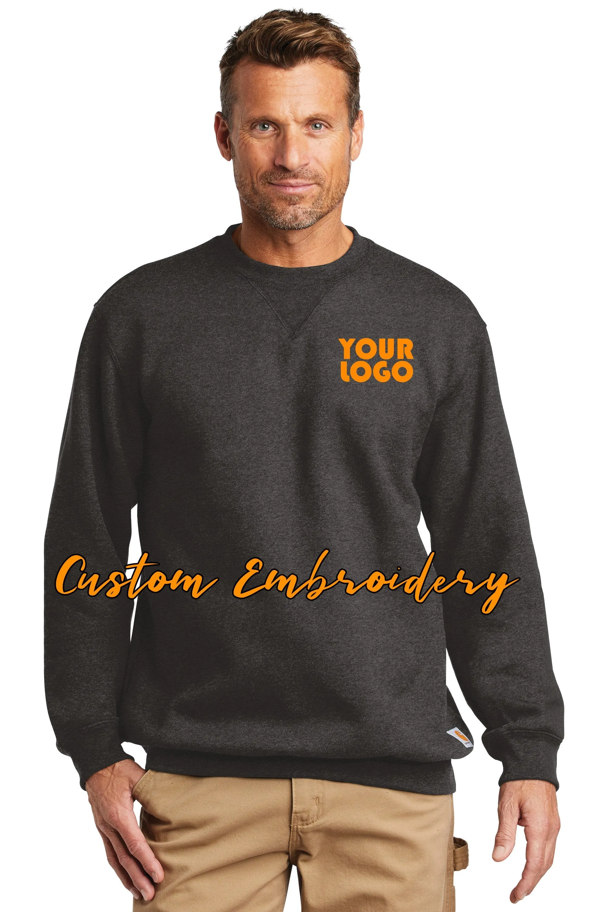 Custom Embroidered Carhartt Midweight Crewneck Sweatshirt - Includes 4in x 4in Embroidery - No Setup Cost - Just send us your lo