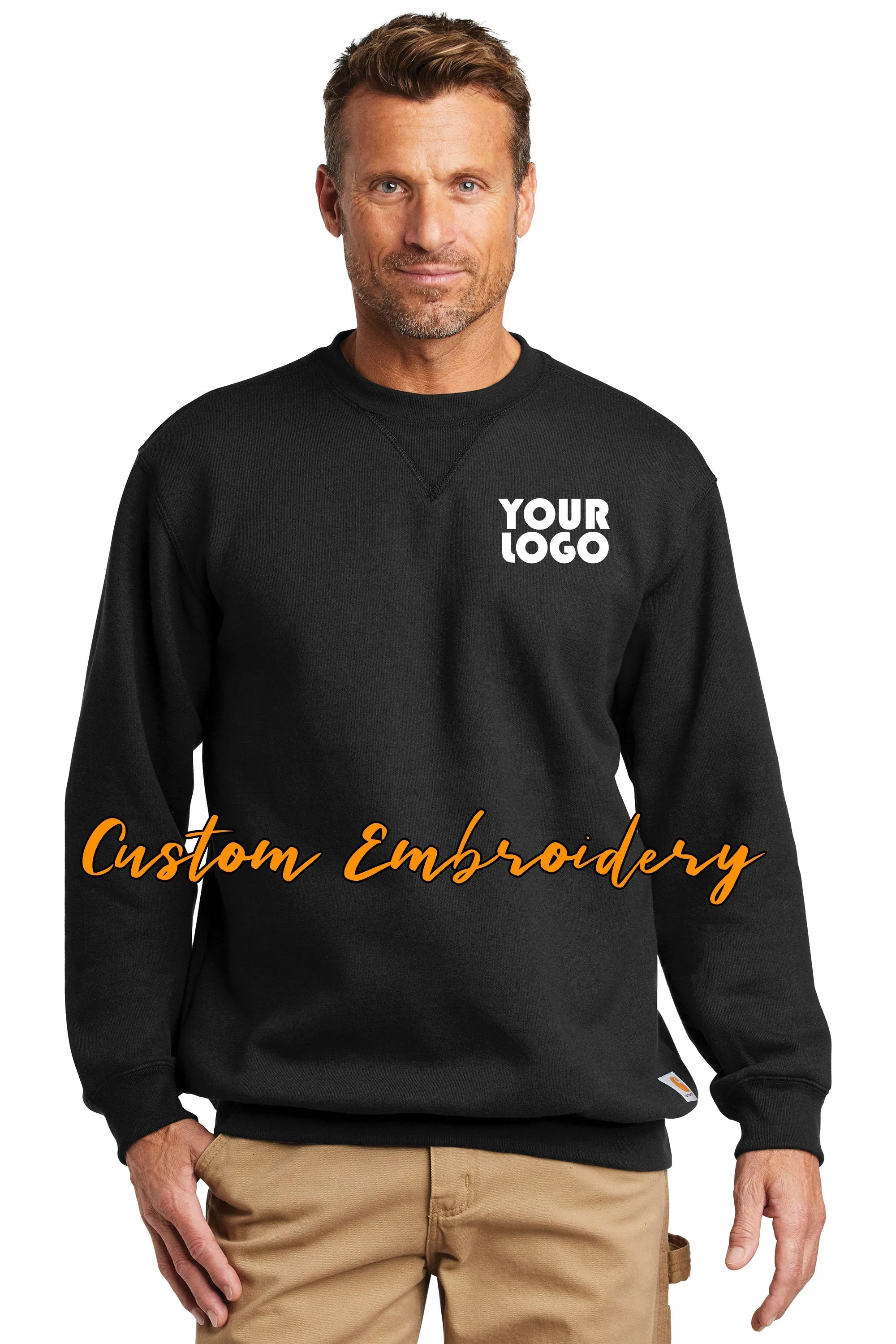 Custom Embroidered Carhartt Midweight Crewneck Sweatshirt - Includes 4in x 4in Embroidery - No Setup Cost - Just send us your lo