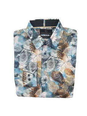 Cutler & Co - Blake Shirt - Haze - Paisley Leaves