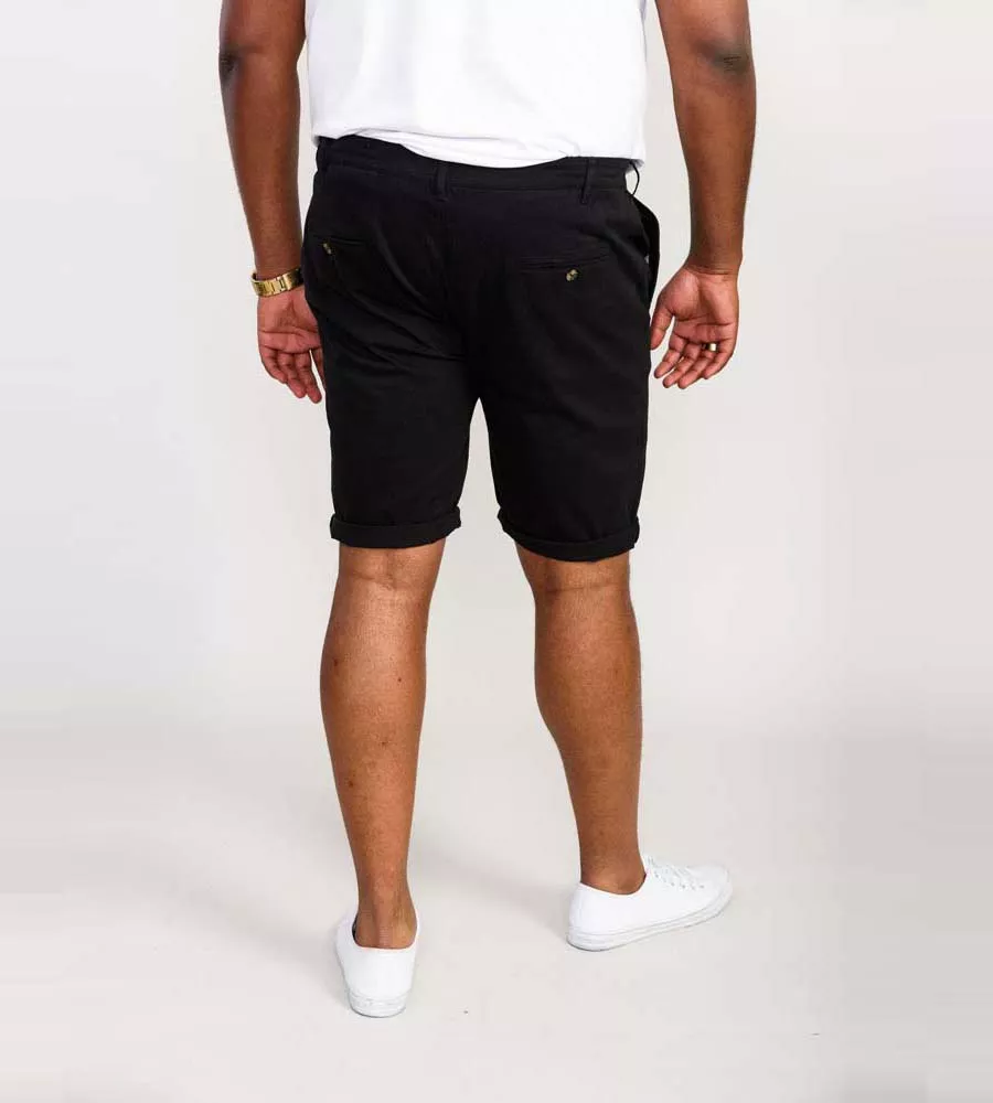 D555 Big Mens Black Stretch Chino Shorts (NELSON 2)