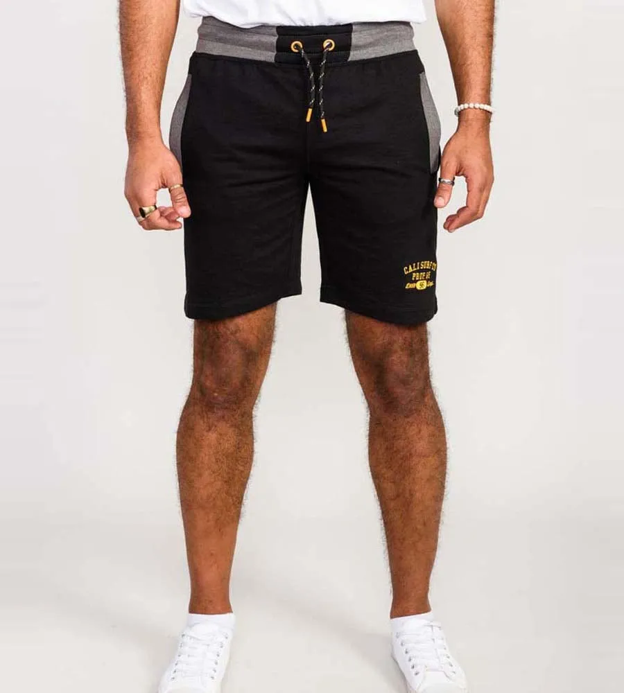 D555 Mens Black Shorts With Elasticated Waist and Loop Back (SUTTON 1)