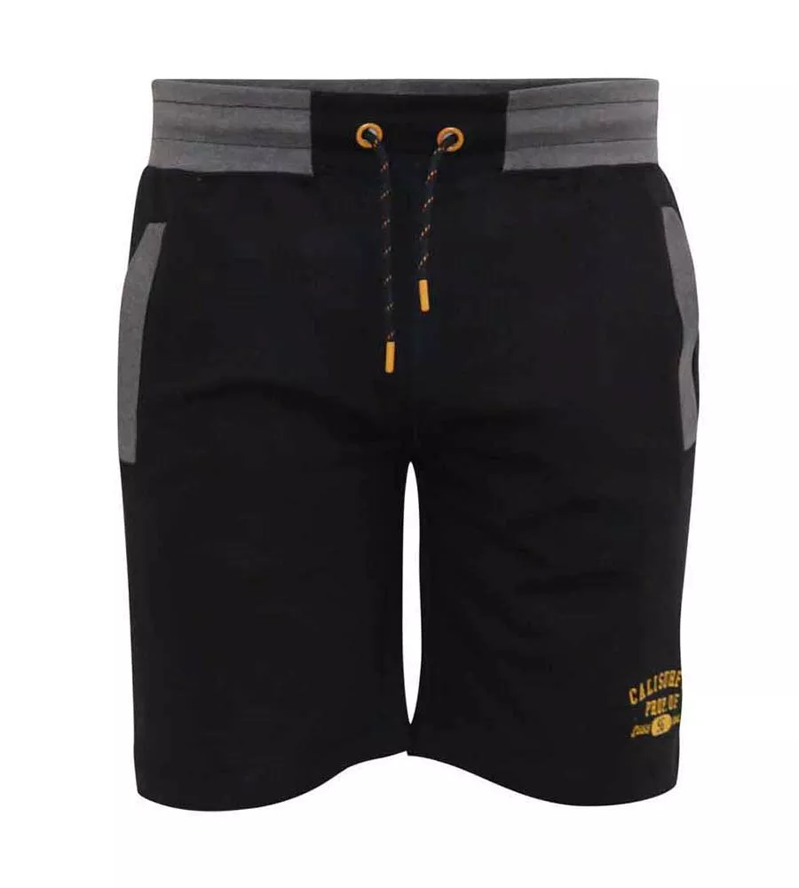 D555 Mens Black Shorts With Elasticated Waist and Loop Back (SUTTON 1)