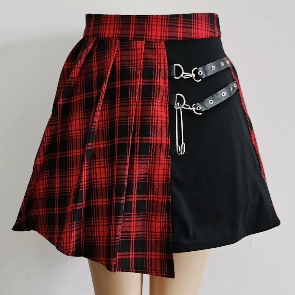 E-girl A-line Vintage High Waist Plaid Mini Skirt