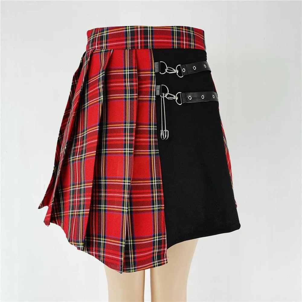 E-girl A-line Vintage High Waist Plaid Mini Skirt