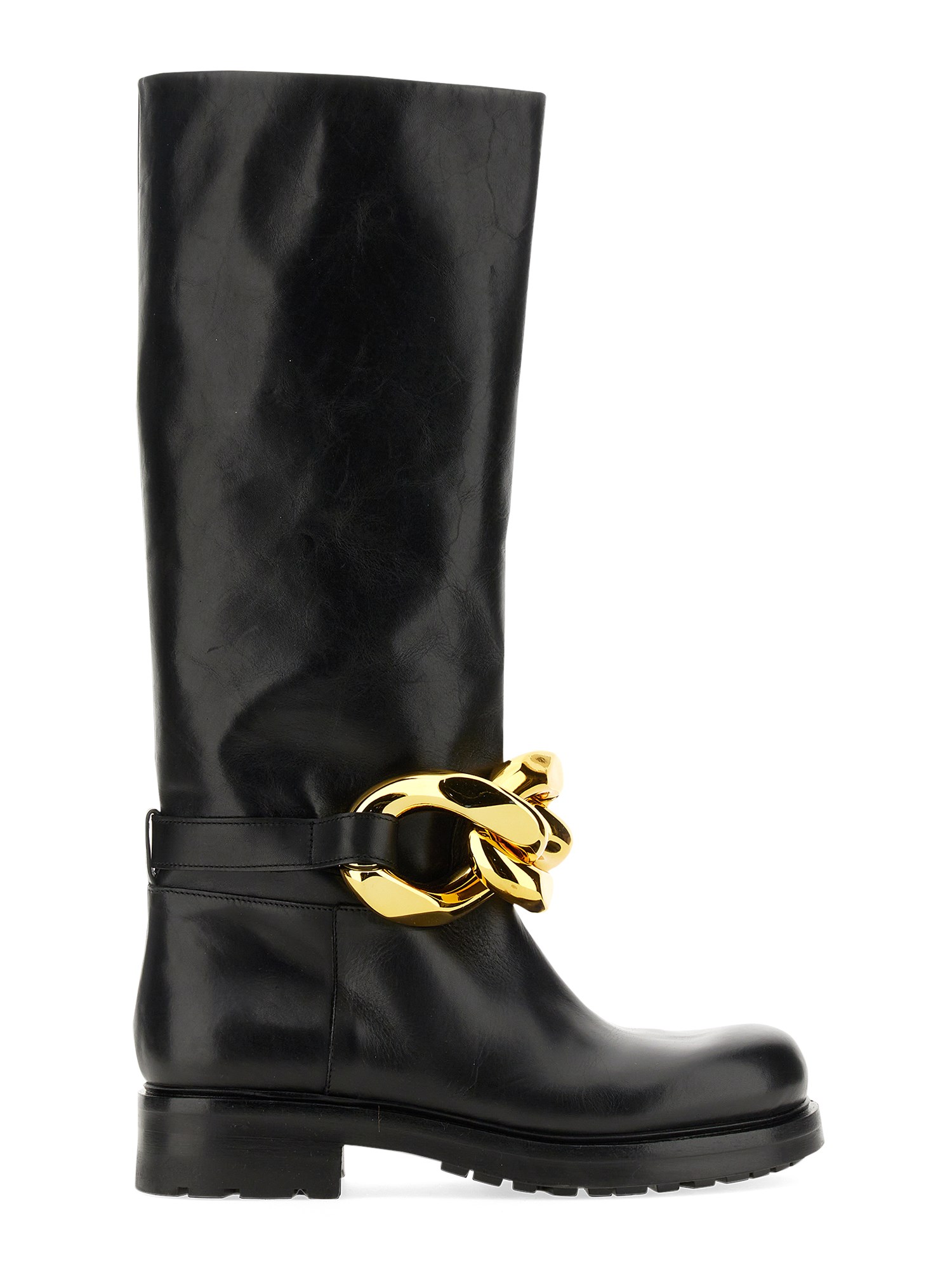 ELENA IACHI    LEATHER BOOT WITH CHAIN