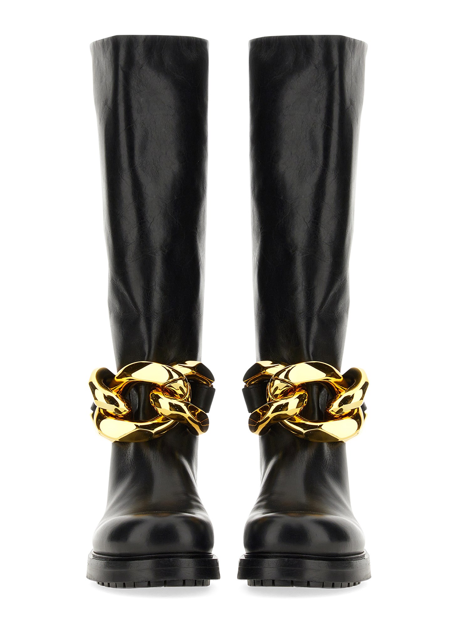 ELENA IACHI    LEATHER BOOT WITH CHAIN