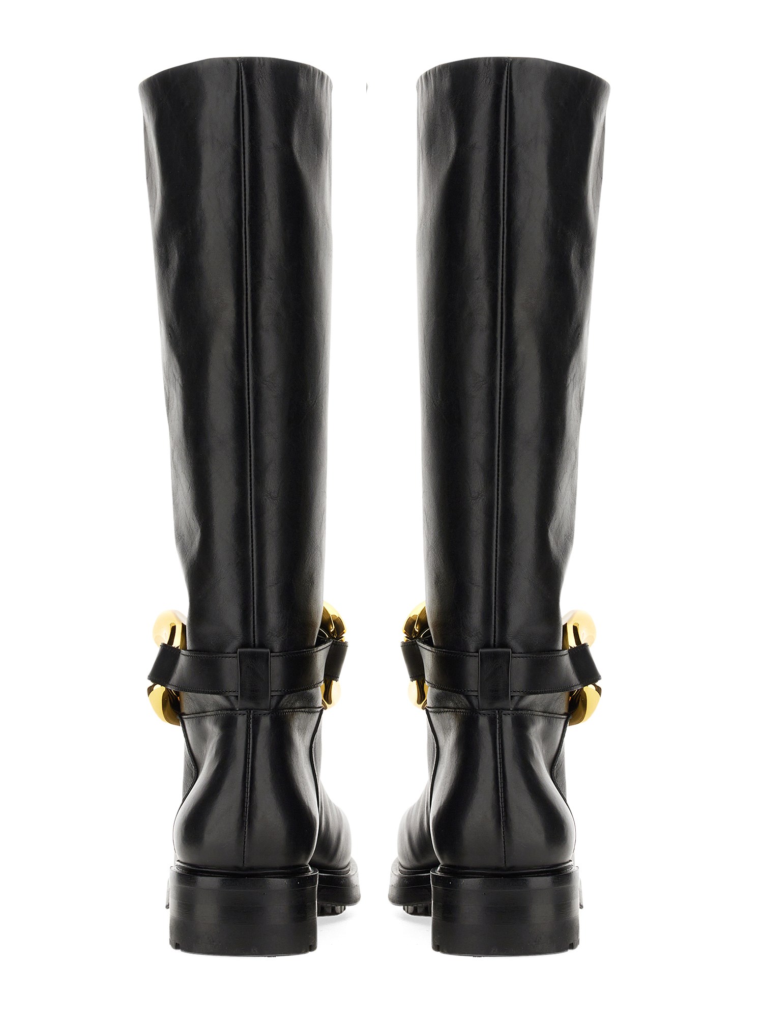 ELENA IACHI    LEATHER BOOT WITH CHAIN