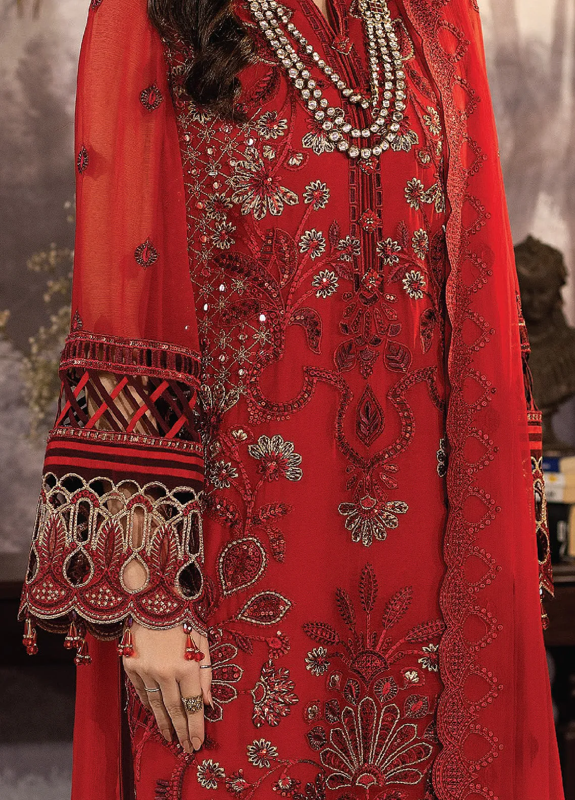 Enliven Majestic by Imrozia Premium Embroidered Chiffon 3 Piece Unstitched Suit - IMP24EL M-68 LILIANA