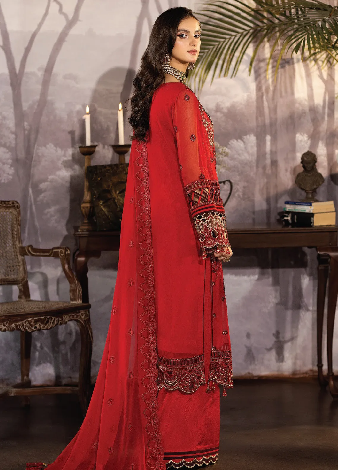 Enliven Majestic by Imrozia Premium Embroidered Chiffon 3 Piece Unstitched Suit - IMP24EL M-68 LILIANA