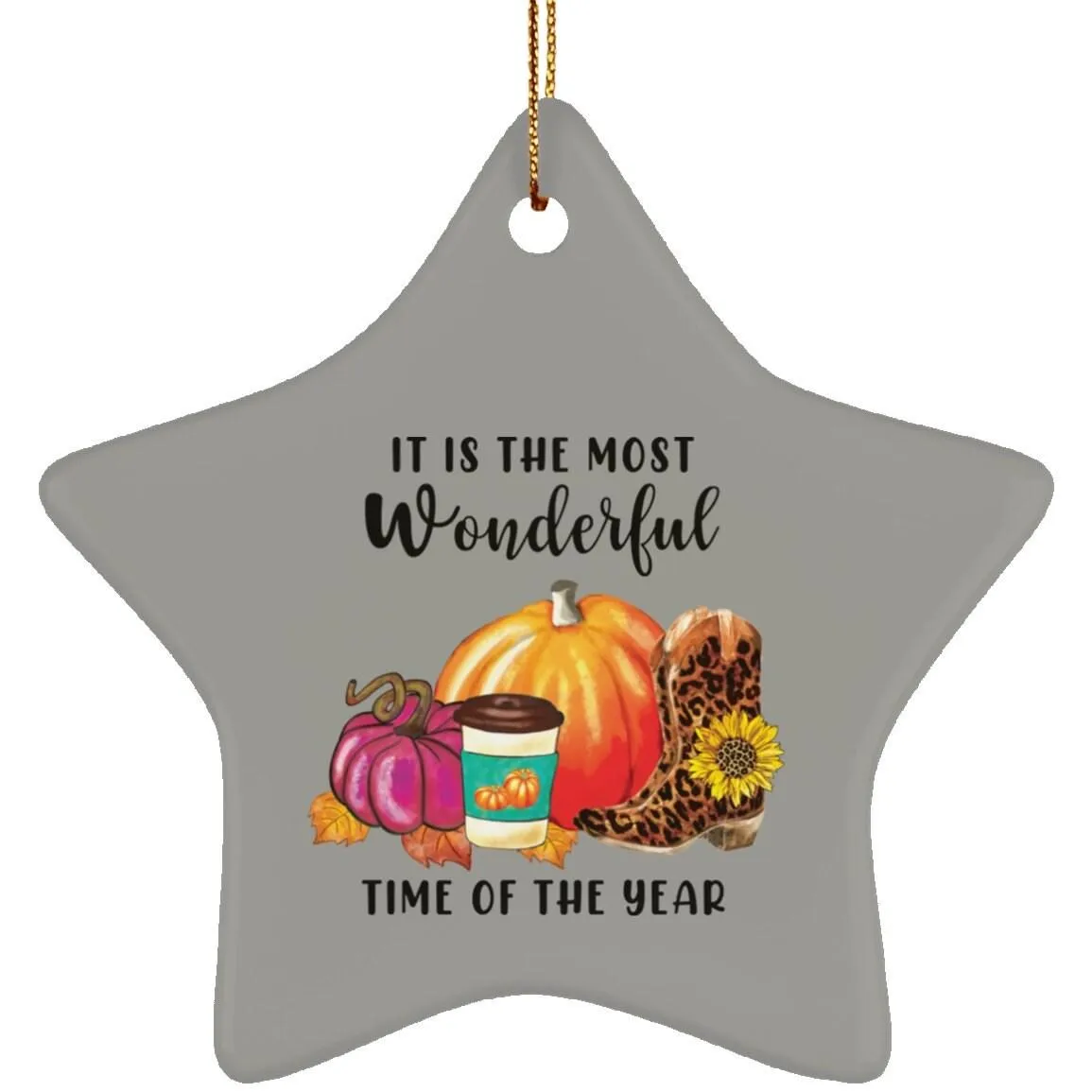 Fall and Halloween Ceramic Star Ornament, Fall/Autumn Star Decor, Pumpkin, Spicy Latte, Welcome Fall, Welcoming Autumn  Star-sha