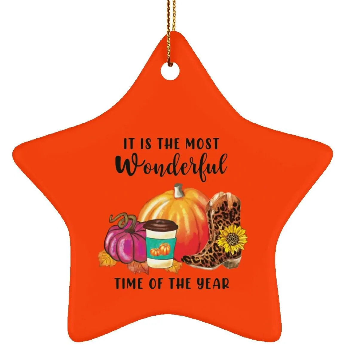 Fall and Halloween Ceramic Star Ornament, Fall/Autumn Star Decor, Pumpkin, Spicy Latte, Welcome Fall, Welcoming Autumn  Star-sha