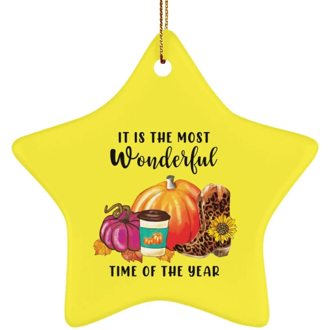 Fall and Halloween Ceramic Star Ornament, Fall/Autumn Star Decor, Pumpkin, Spicy Latte, Welcome Fall, Welcoming Autumn  Star-sha