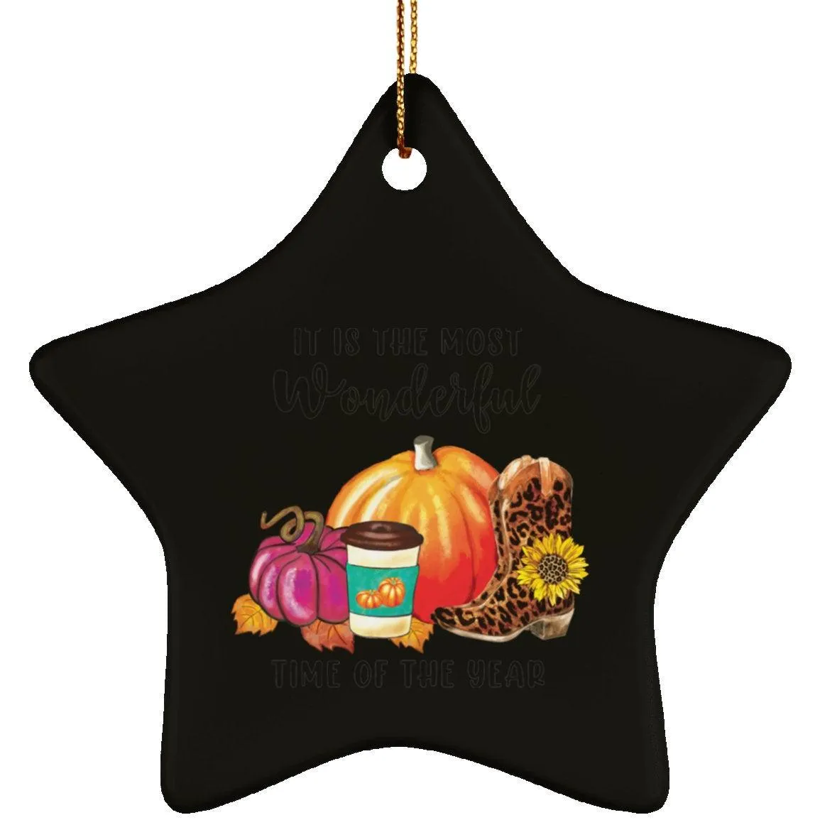 Fall and Halloween Ceramic Star Ornament, Fall/Autumn Star Decor, Pumpkin, Spicy Latte, Welcome Fall, Welcoming Autumn  Star-sha