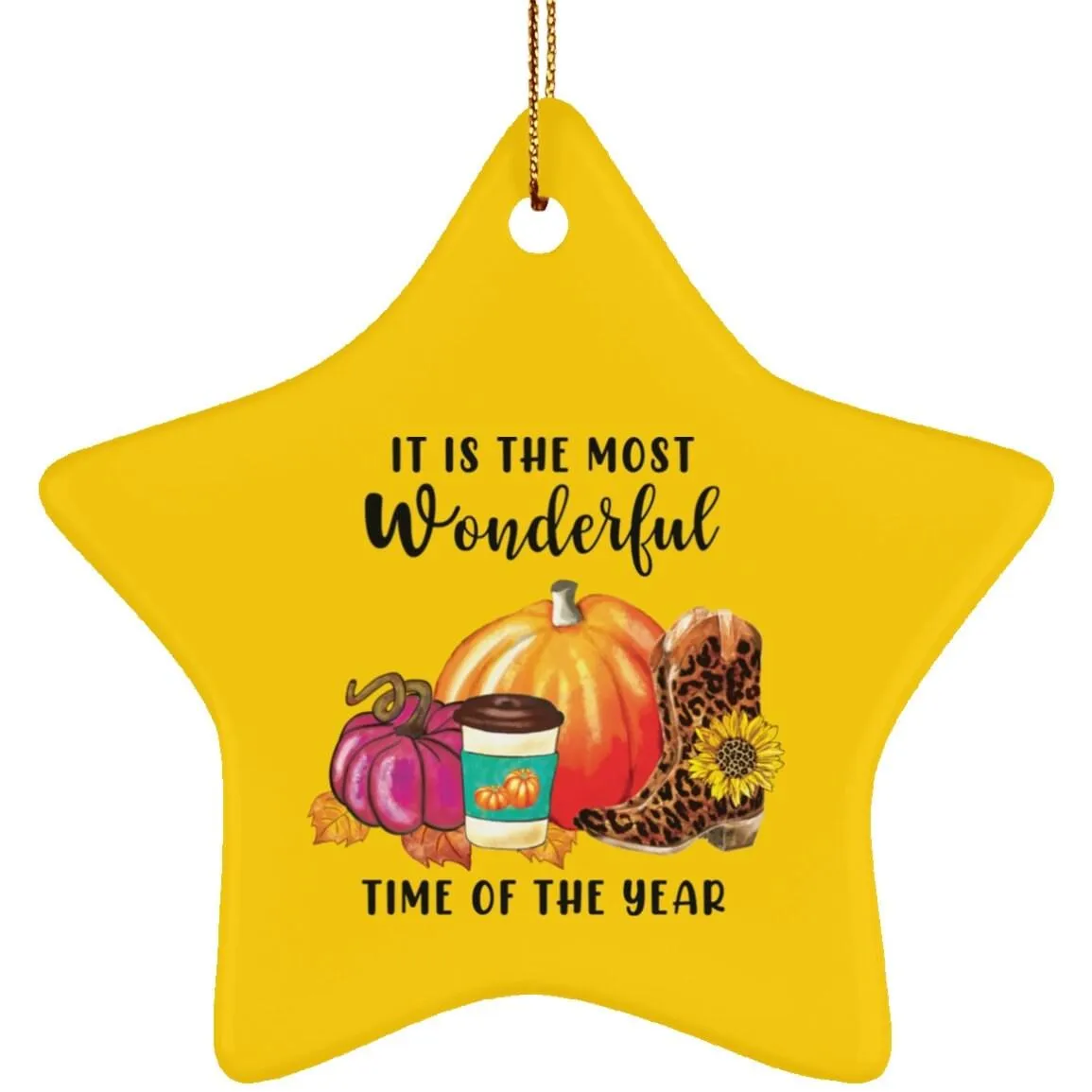 Fall and Halloween Ceramic Star Ornament, Fall/Autumn Star Decor, Pumpkin, Spicy Latte, Welcome Fall, Welcoming Autumn  Star-sha