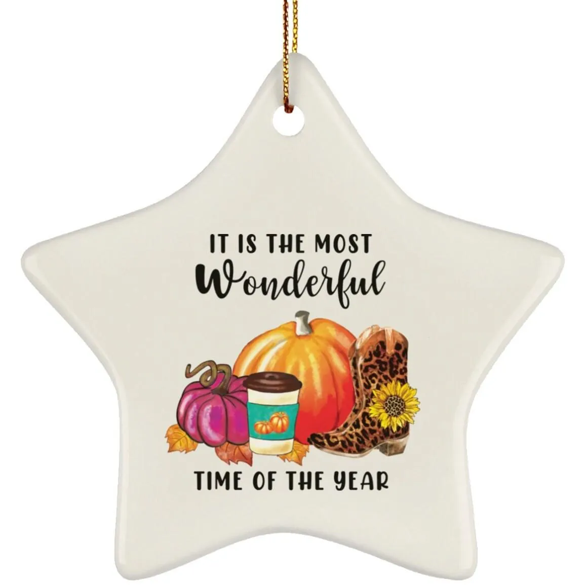 Fall and Halloween Ceramic Star Ornament, Fall/Autumn Star Decor, Pumpkin, Spicy Latte, Welcome Fall, Welcoming Autumn  Star-sha