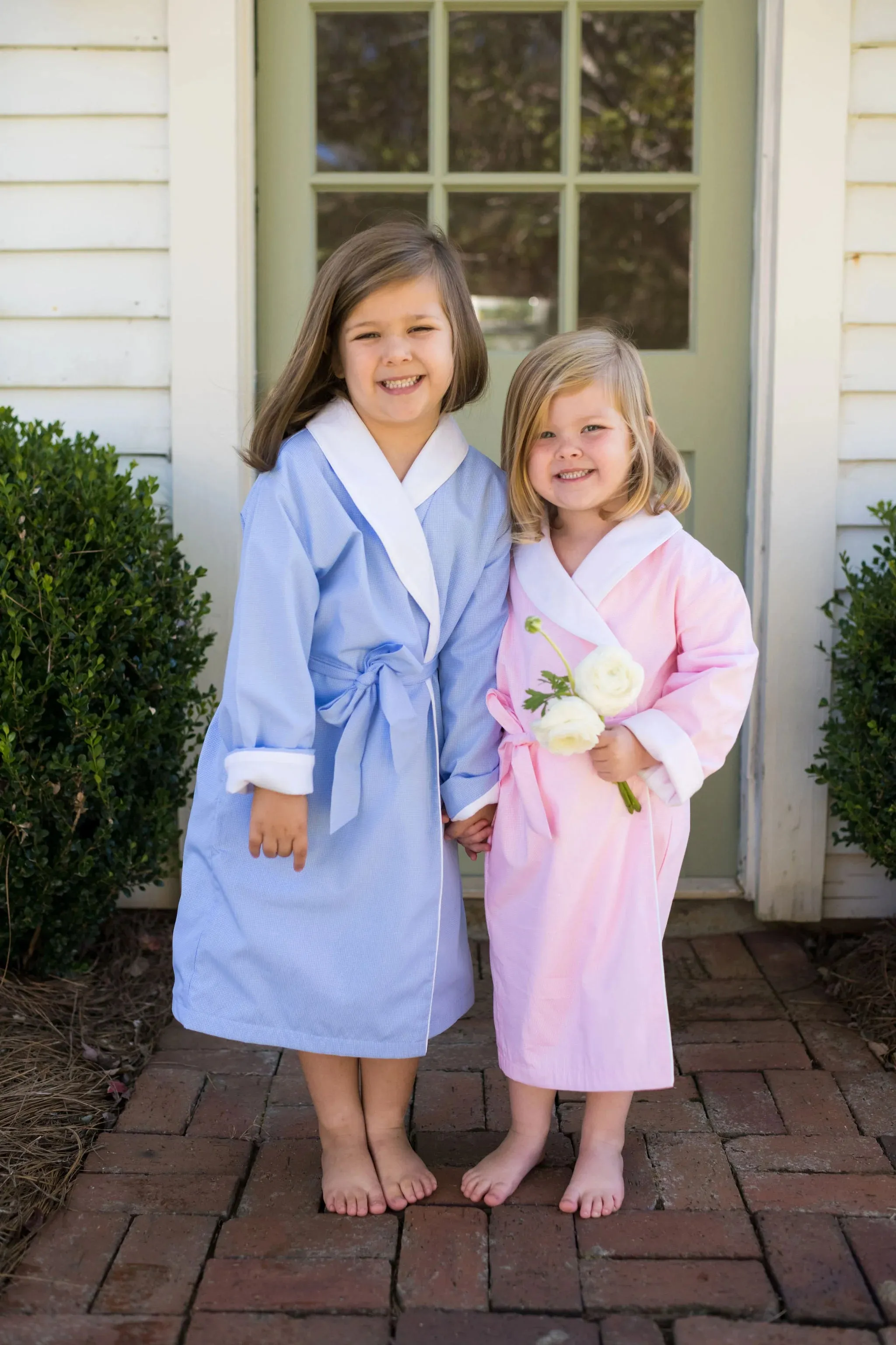 Girl's Cotton Robe With Pima Knit Lining- Blue