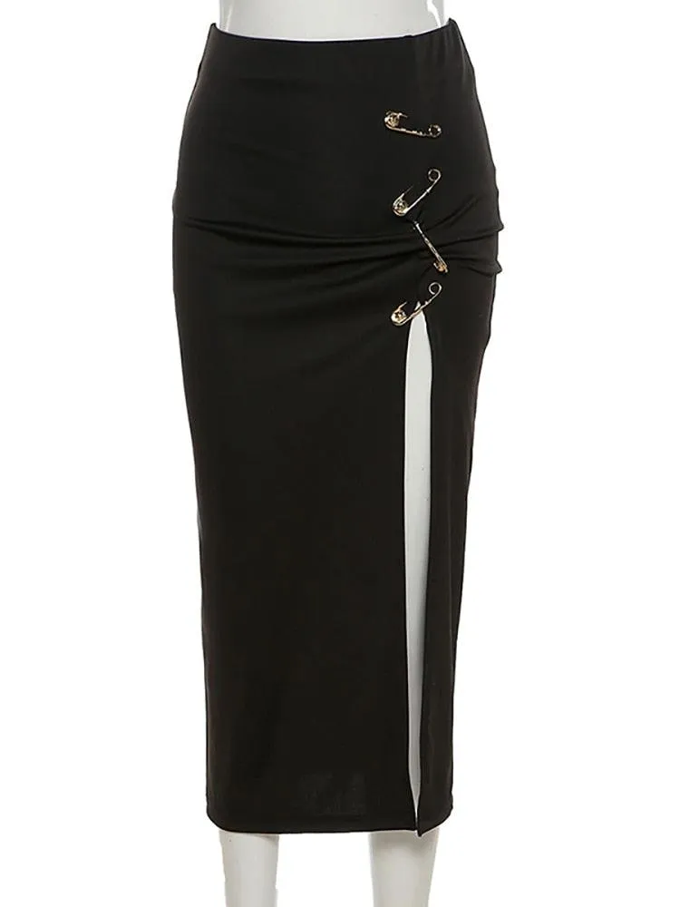 Goth Alternative High Waist A-Line Long Skirt