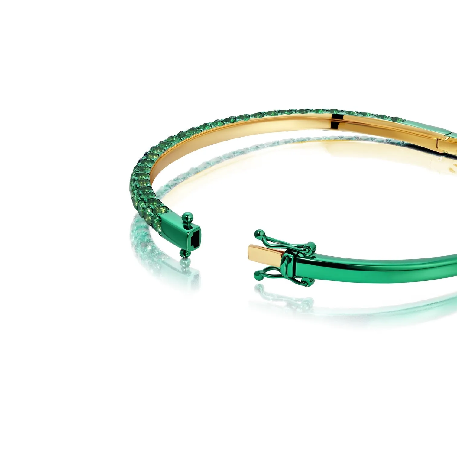 Graziela Tsavorite & Green Rhodium 3 Sided Bangle