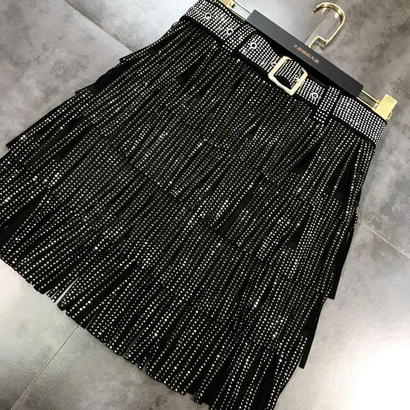 High Waist Belt Multi Layer Short Skirt