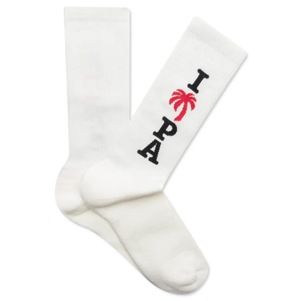 I Love Palm Angels Socks - White/Black