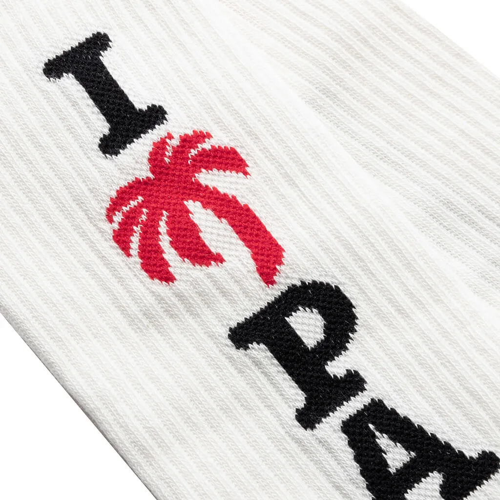 I Love Palm Angels Socks - White/Black