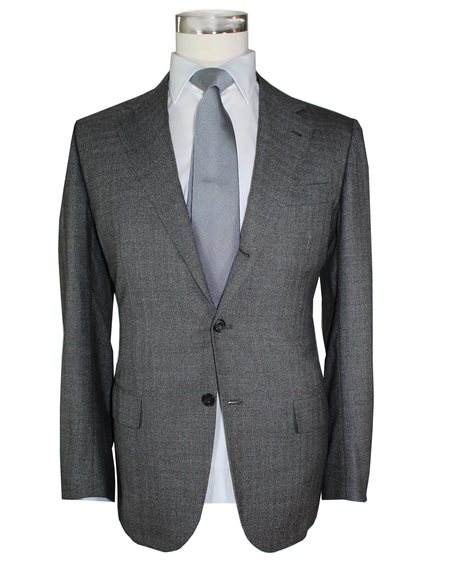 Kiton Cashmere Suit Bespoke Gray Check Plaid EU 56 - US 44 L