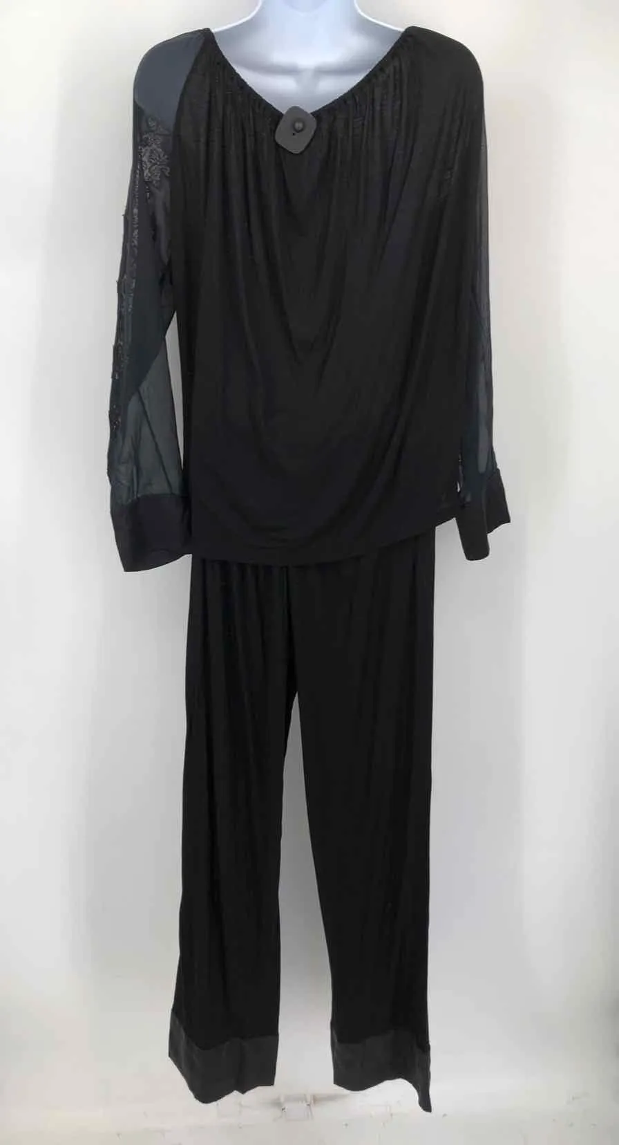 LA PERLA Black Italian Made Embroidered Trim Top & Pants Size MEDIUM (M) Pajamas