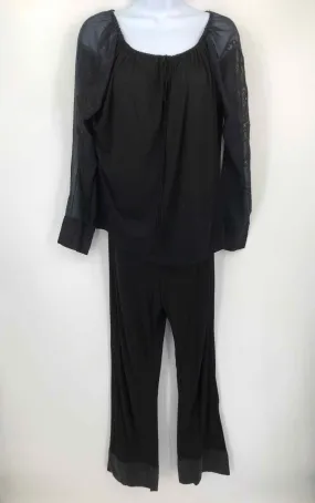 LA PERLA Black Italian Made Embroidered Trim Top & Pants Size MEDIUM (M) Pajamas