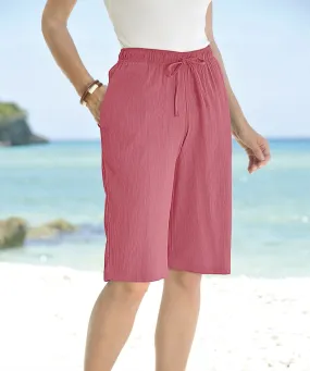 Ladies Crinkle Bermuda Shorts